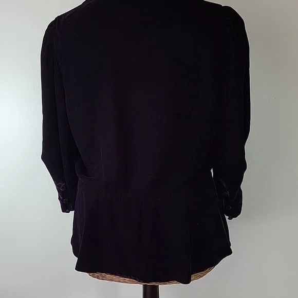 Lauren Ralph Lauren sz14 Velvet Button Font Puff 3/4 Sleeve Top Purple BinH - Picture 4 of 8
